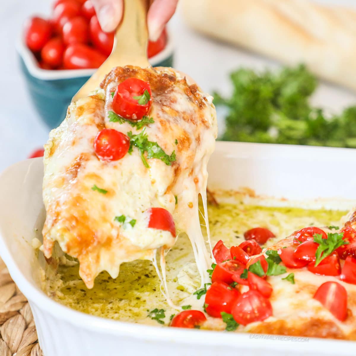 Cheesy Pesto Chicken Bake