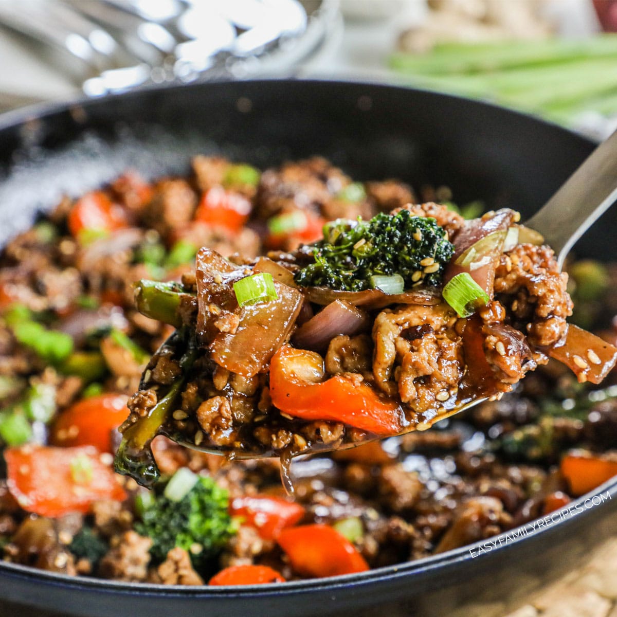 Ginger Sesame Ground Chicken Stir Fry